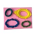 Pinaniu 3d Vintage Oval Mirror Frames Silicone Mold 4 Cavity Sugarcraft Fondnat Mold Cupcake Decoration