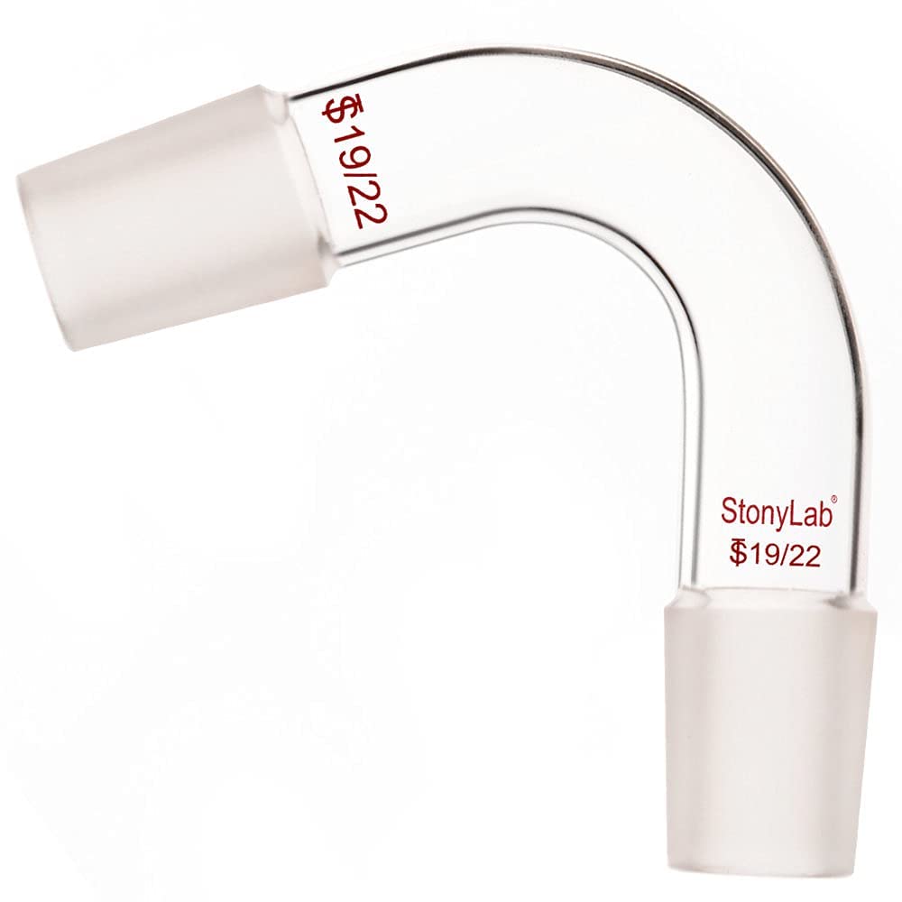 stonylab Borosilicate Glass 75 Degree Distillation Bent Adapter, with Two 19/22 Internal Joints, for Laboratory Use