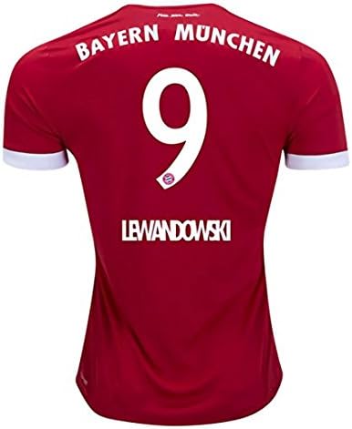 2017/2018 Lewandowski #9 Bayern Munich Home Soccer Jersey Men's Color Red Size L