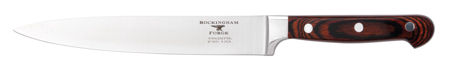 Rockingham Forge Essentials 8000 Series 8” Carving Knife with Classic Riveted Pakkawood Handles and Full Tang Construction, Stainless Steel Blades