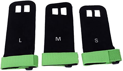 Hand Grip Guard Palm Protectors Leather Gloves Gym Padding Gloves S M L (Green, S)