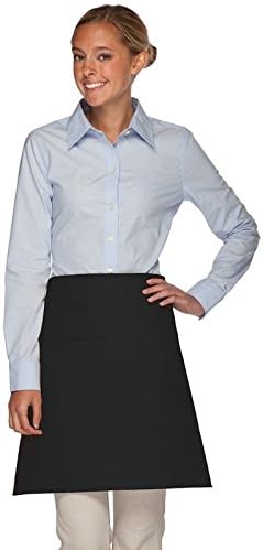Hickory Ridge 113 Three Pocket Half Bistro Apron, Black