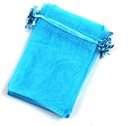 EDENKISSBlue Turquoise Drawstring Organza Jewelry Pouch Bags 2.8x3.6 4x6 5x7 Wholesale Option (100, 5x7)