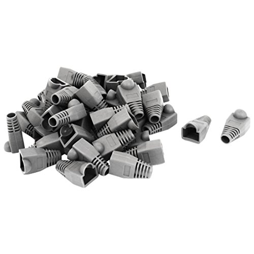 uxcell Ethernet Network Gray Rubber RJ45 Connector Boots Cover Cap Protector 50pcs
