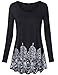 Lotusmile Women's Loose Pullover Casual Top Blouse T-Shirt, Round Neck Long Sleeve, BK XXL