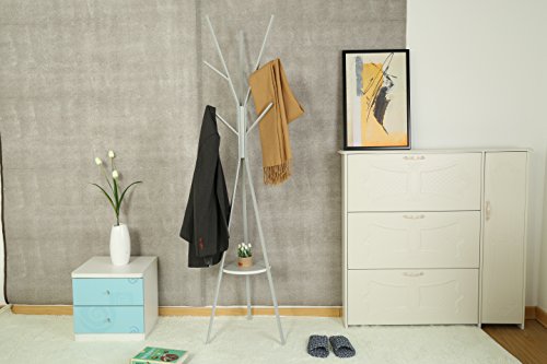 MULSH Standing Coat Rack Hat Hanger Coat Rack Hooks Coat Rack Hall Tree Entryway Standing Hat Jacket Coat Hanger Rack in Grey,17.72"x17.72"x73.46"(WxDxH)