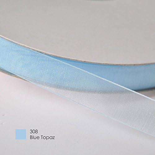 Vslyer Premium Polyester Sheer Organza Ribbon,20 Yd (1" Wide, Blue Topaz #308)