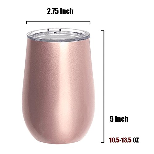 Insulated Stemless Wine Glass - 12 oz Insulated Wine Glasses with Lid Stainless Steel Tumbler Cup for Wine Drinks Coffee Cocktails Champagne Double Wall Vacuum Wine Glasses - Thumbnail 3
