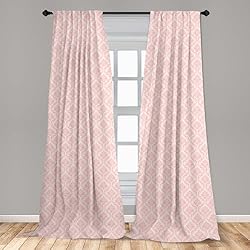 Lunarable Blush Curtains, Damask Motif Retro Design