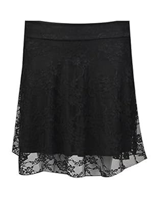Girls Walk Women's Plus Size Floral Lace Skater Flared Mini Skirt