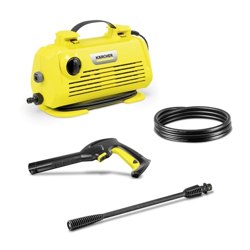 Kärcher K 2 Horizontal Pressure Washer,max. 110 bar,Flow Rate: 360 l/h,Area Coverage: 20 m²/h,Water Filter,Weight: 3.5 kg,high-Pressure Hose and Gun,Vario Power Jet Spray Lance,Standard,Yellow/Black