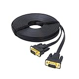 DTECH 25ft Ultra Thin Flat Type Computer Monitor VGA Cable Standard 15 Pin Male to Male Connector SVGA Wire 25 Feet - Black