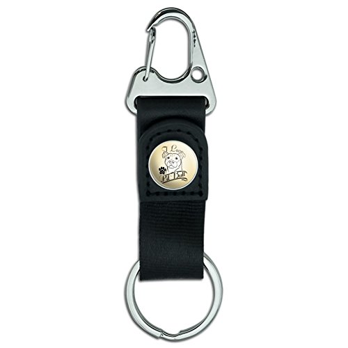 I Love My Pit Bull Belt Clip-On Carabiner Leather Fabric Keychain Key Ring