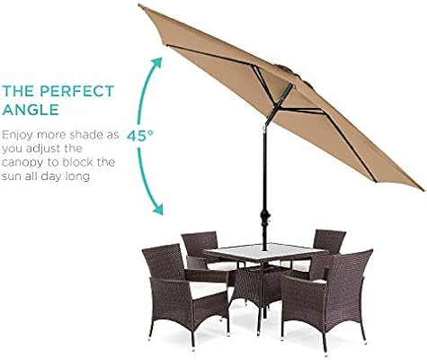Amazon Com Best Choice Products 10ft Outdoor Table Compatible Steel Polyester Market Patio Umbrella W Crank And Easy Push Button Tilt Tan Garden Outdoor