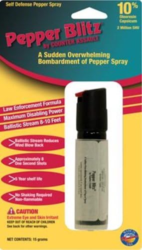 Counter Assault Pepper Blitz with Key Ring, 0.5-Ounce, Clear