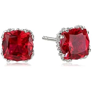 Amazon Collection 925 Sterling Silver Jubilee Cut September Birthstone Created Sapphire Stud Earrings for Women with…