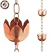 Marrgon Copper Rain Chain – Decorative Chimes & Cups Replace Gutter Downspout & Divert Water Away from Home for Stunning Fountain Display – 6.5’ Long for Universal Fit – Flower Style