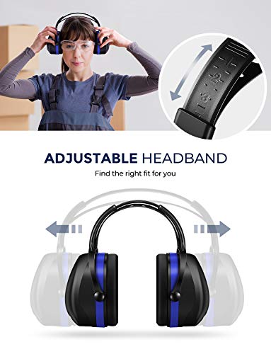 Mpow [Upgraded] Noise Reduction Safety Ear Muffs, SNR 36dB Shooting Hunting Muffs, Hearing Protection with a Carrying Bag, Ear Defenders Fits Adults To Kids with Twist Resistant Headband- Royal Blue - Thumbnail 3