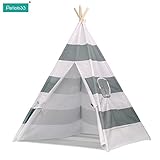 Pericross Kids Teepee Tent Indian Play Tent Children's Teepee Tent (Grey Stripes)