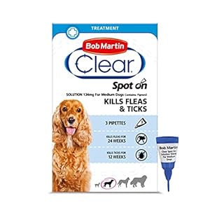 Bob-Martin-Clear-Spot-On-Flea-Treatment-for-Medium-Dogs-10-20-kg-Kills-Fleas-Ticks-Lice-Fast-Control-24-Week-Protection-3-Pipettes Bob Martin Clear | Spot On Flea Treatment for Medium Dogs (10-20Kg) | Kills Fleas, Ticks & Lice | Fast Control, 24 Week…