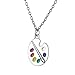 TEAMER Trendy Enamel Artist Paint Palette and Brush with Thin Pendant Necklace Jewelry for Women