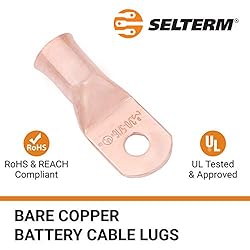 SELTERM 5pcs 3/0 AWG 5/16" Stud Copper Wire