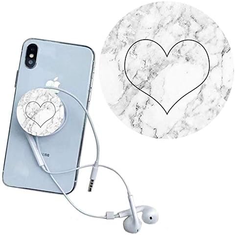 xinanxs Expanding Phone Stand, Hand Grip for Smartphone and Tablet, Marble Black and White Heart