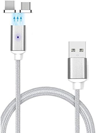 Robest Detachable Magnetic Micro USB 3.3ft Cable with LED Indicator 2 in 1 for Type C and Android Systems,Tablets etc. (Silver)