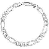 SHOP WGS 925 Sterling Silver Figaro Bracelet for Women & Men - 925 Sterling Silver Figaro Bracelet for Men & Women Jewelry Gifts