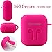 amasing AirPods Case 7 in 1 for Airpods 1&2 Accessories Kits Protective Silicone Cover for Airpod Gen1 2 (Front Led Visible) with 2 Ear Hook /2 Staps/1 Clips Tips Grips/1 Zipper Box Rose Red Rose red