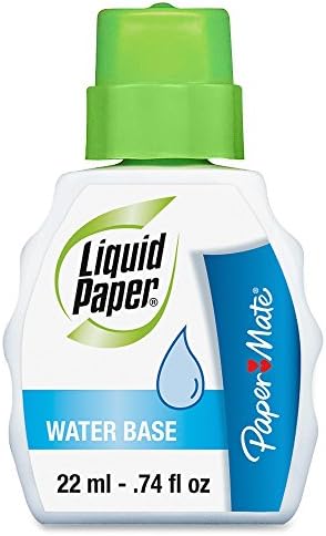 Paper Mate Liquid Paper Correction Fluid, Low Odor, Water-Based, For Fixing Errors, Typos, Correcting Mistakes And Various Other Purposes. School &amp; Office/Work Use, White, Singular