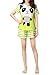 VENTELAN Women Pajama Set Cute Bear Short Sleeve Striped Shorts Sleepwear, Green, Large(USA Size:12-14)