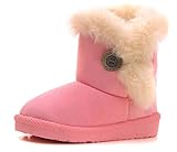IOO Baby Girls Boys Plush-filled Bailey Button Snow Boots Warm Winter Flat Shoes (Toddler/Little Kid)