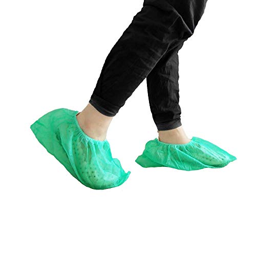 Shoe Covers Disposable Non Slip -200 Piece(100 Pairs), Durable Shoe Covers, Indoor Outdoor Protect Your Home, Floors and Shoes 17 X 38cm(Green)