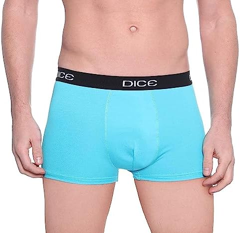 Dice Contrast Elastic Waist Solid Boxer Briefs for Men Turquoise