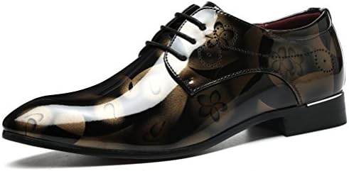 Men's Classic Wingtip Patent Leather Shoes Tuxedo Floral Oxford Dress Shoes