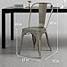 Metal Dining Chairs Set of 4 Stackable Metal Chairs Room Chair Vintage Patio Chair with Back 18 Inches Seat Height Kitchen Chair Tolix Restaurant Chairs Stackable Trattoria Indoor Outdoor Chair (Gun)