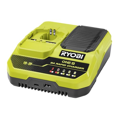 Ryobi - 18V 8.0A Lithium Fast Charger - Charge 1 8.0 Ah Battery in 1 Hour - RC18180