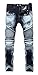 Men's Gradient Biker Moto Ripped Distressed Fashion Skinny Fit Denim Jeans 1766 W32