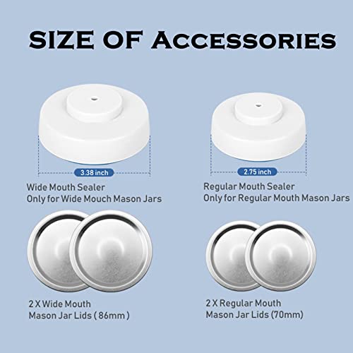Mason Jar Vacuum Sealer and Accessory Hose Compatible with FoodSaver Vacuum Sealer, Vacuum Sealer Kit for Regular and Wide Mouth Mason Jars (with a Manual Portable Vacuum Pump)