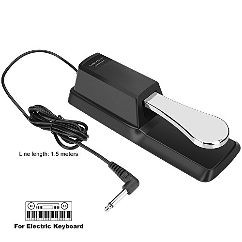 Universal Sustain Pedal with Polarity Switch Design and 1/4 Input Jack Compatible with Any Electronic Keyboard