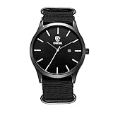 CUCOL Watches for Men with Nylon Band and Date Analog Black