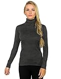 Woolx Women's Merino Wool Turtleneck - Ultimate Warmth & Style, Medium, Charcoal Heather