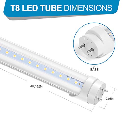 CNSUNWAY LIGHTING T8 4FT Light Tubes, Dual-End Powered, Ballast Bypass, 22 Watts, 2400 Lumens, 5000K Daylight, Clear Cover, F48T8 Fluorescent Replacement-4 Pack - Thumbnail 3