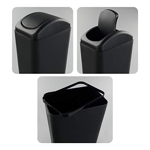 Uumitty 14 Litre Plastic Trash Can, Swing Top Garbage Can, Black, 1