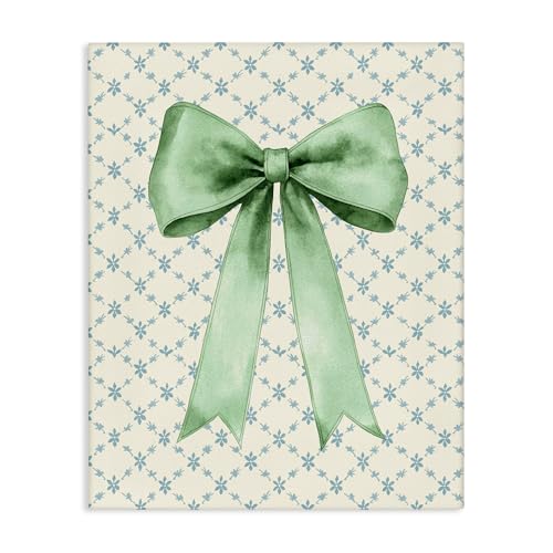 Stupell Industries Green Bow on Rose Quilt Pattern Canvas Wall Art, design by P…