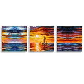3 Piece Canvas Wall Art for Living Room Bedroom Home Artwork Romantic Autumn Scenery Paintings Ready to Hang - 12"x12"x3 Panels