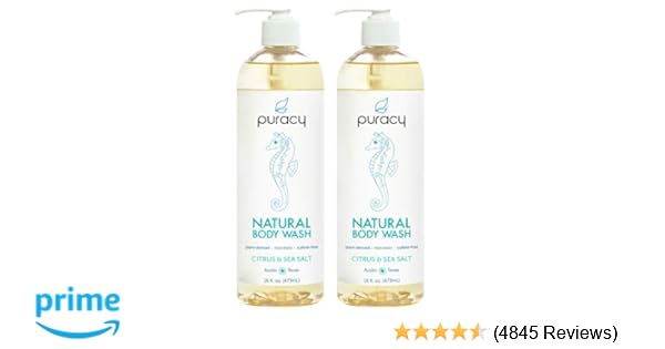 Puracy Natural Body Wash Citrus Sea Salt Sulfate Free Bath And Shower Gel 16 Ounce 2 Pack