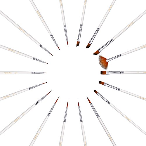 18-Piece Detail Paint Brushes Set, Handmade Miniature Fine Paintbrushes for Acrylic Watercolor Oil, Art, Perfect for Rock Painting, Christmas Balls, Scale Models, Figurines, Nail, Face, Airplane Kits