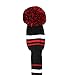 Scott Edward 3 Pieces Packed, Golf Fairway Wood Head Cover, Black Red White Stripes Style, Interchangeable Number Tags